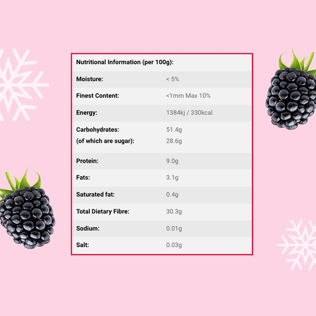 Moras enteras liofilizadas 100g - Frutas liofilizadas - Frutas secas liofilizadas - Moras enteras liofilizadas para repostería, decoración de tartas, snacks, muesli, postres Productos deshidratados Naty Shop