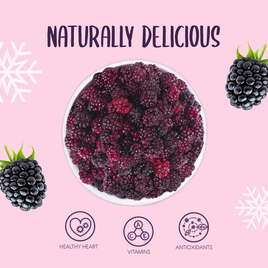 Moras enteras liofilizadas 100g - Frutas liofilizadas - Frutas secas liofilizadas - Moras enteras liofilizadas para repostería, decoración de tartas, snacks, muesli, postres Productos deshidratados Naty Shop
