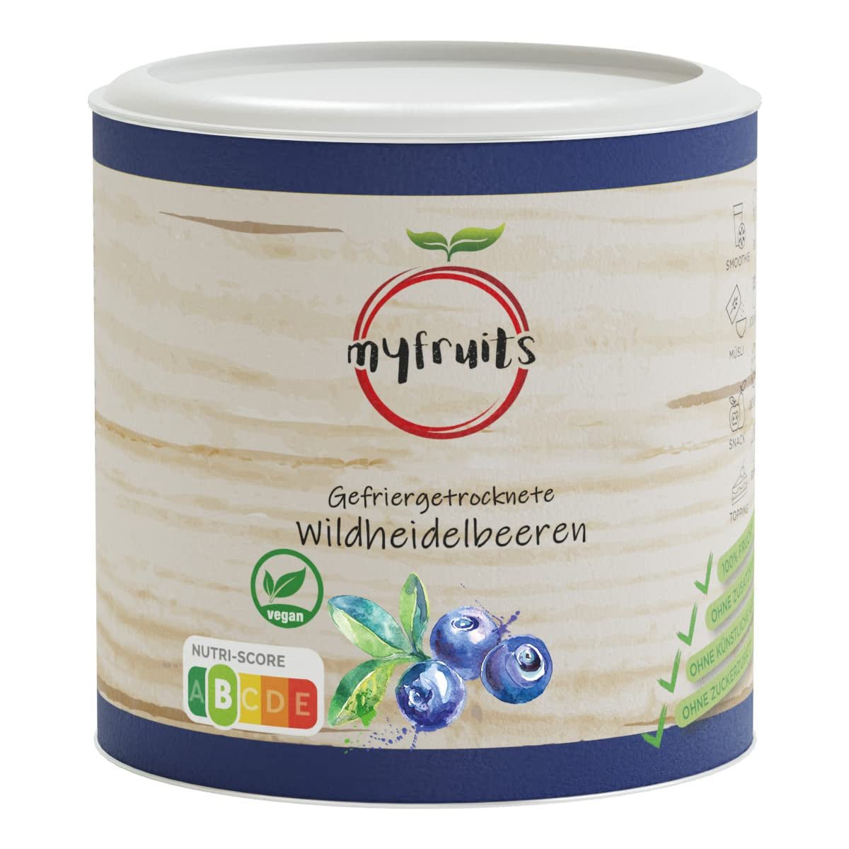 myfruits arándanos silvestres, arándanos liofilizados, 70g, sin aditivos, 100% arándanos silvestres, frutas liofilizadas y frutos secos Productos deshidratados Naty Shop Título predeterminado