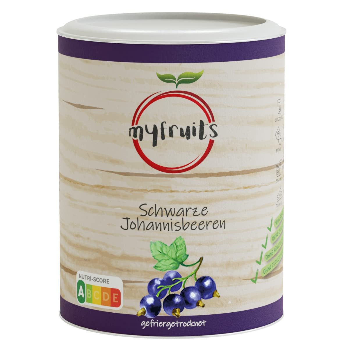 myfruits grosellas negras, fruta liofilizada, 100g, sin añadidos, 100% grosellas negras, fruta liofilizada y seca para muesli o papilla... Productos deshidratados Naty Shop Título predeterminado