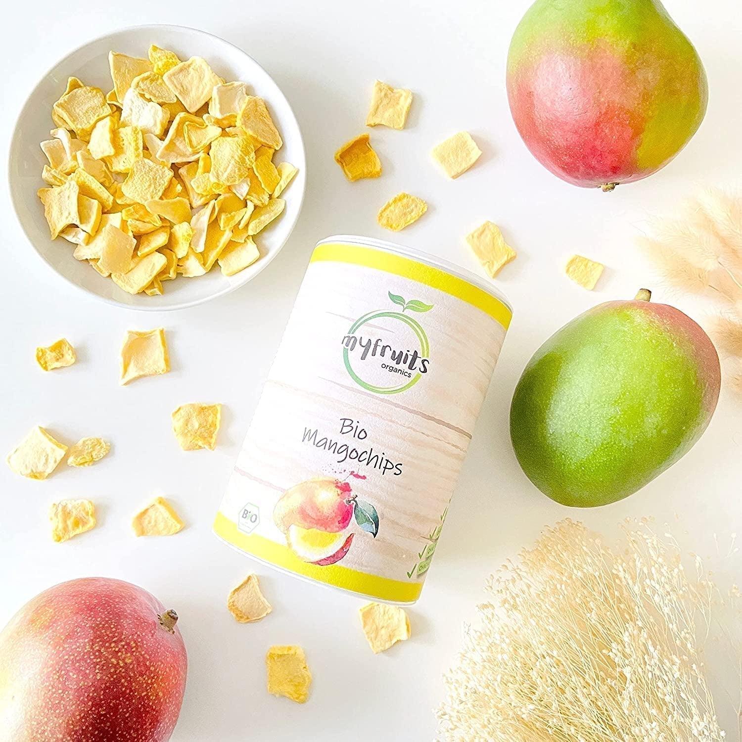 myfruits mango ecológico, fruta liofilizada, 300g, chips de fruta, sin aditivos, 100% mango, fruta liofilizada y seca para muesli o snacks... Productos deshidratados Naty Shop