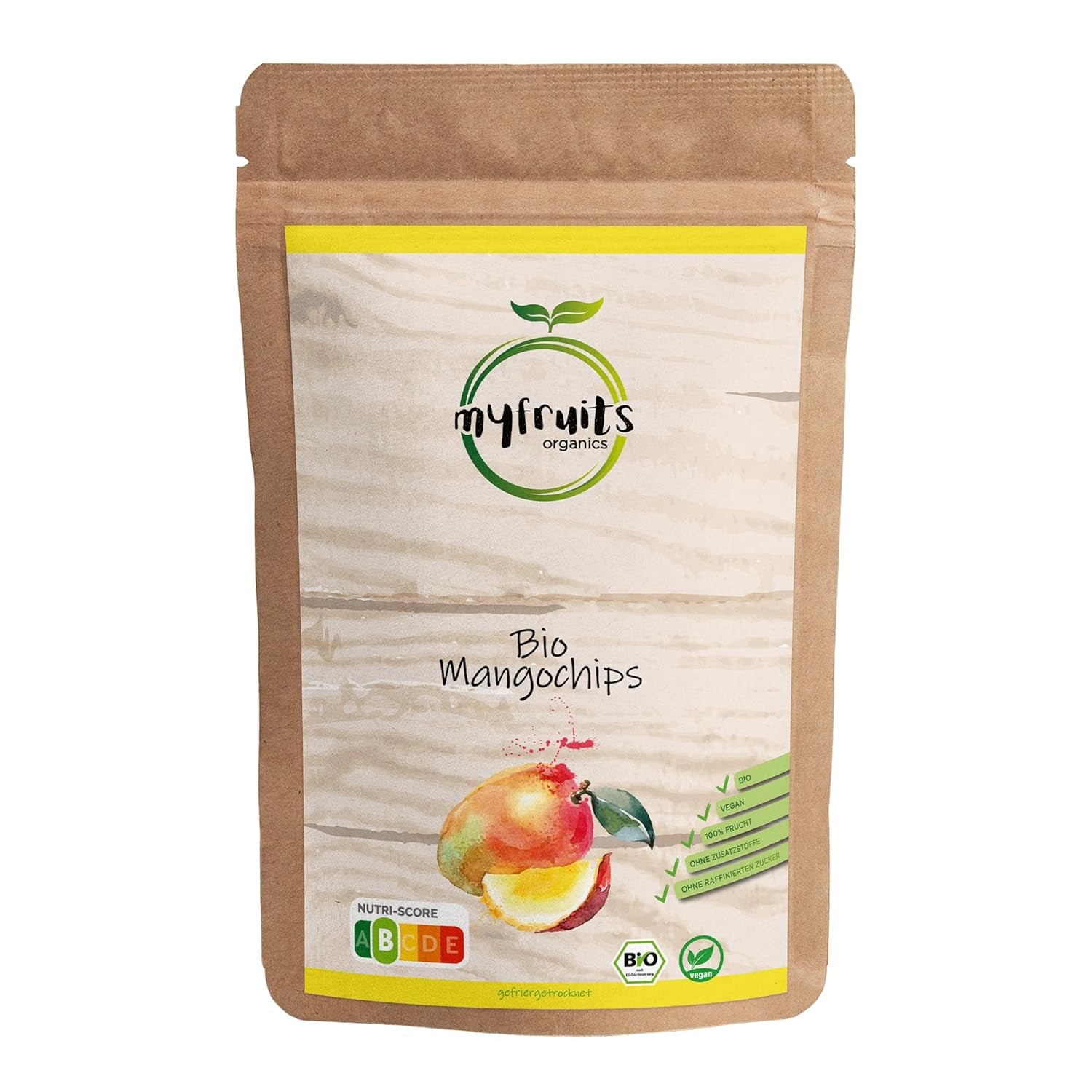 myfruits mango ecológico, fruta liofilizada, 300g, chips de fruta, sin añadidos, 100% mango, fruta liofilizada y seca para muesli o snacks... Productos deshidratados Naty Shop 300 G (1 pack)