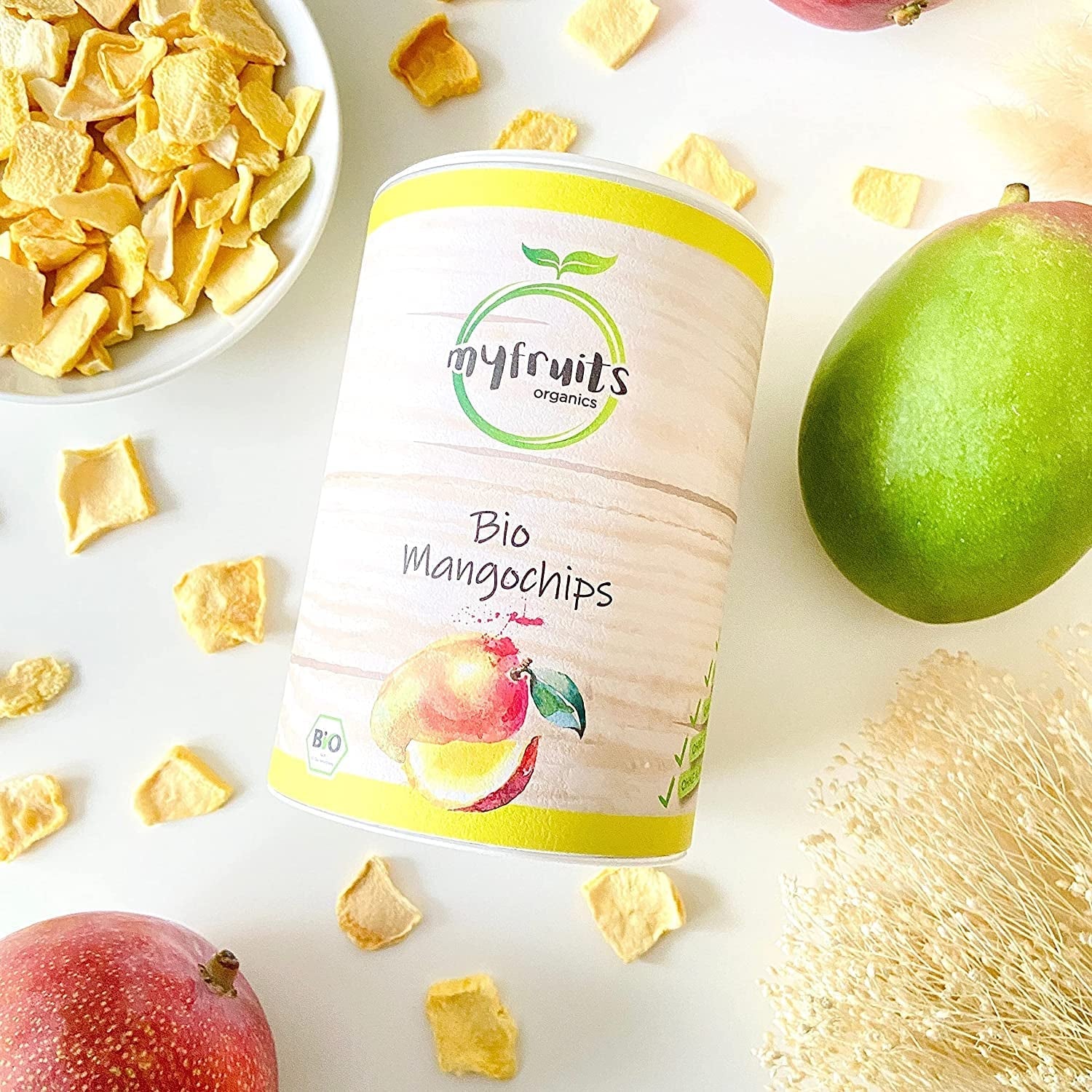 myfruits mango ecológico, fruta liofilizada, 300g, chips de fruta, sin aditivos, 100% mango, fruta liofilizada y seca para muesli o snacks... Productos deshidratados Naty Shop