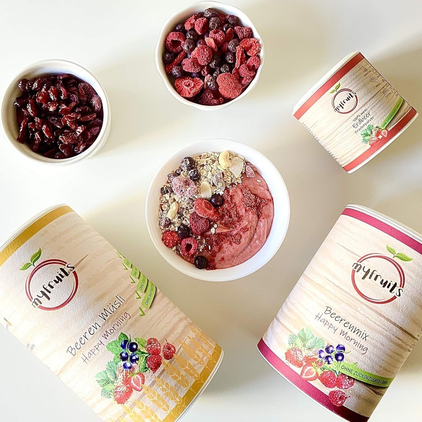 myfruits berry mix, 300g, mix de frutas y bayas liofilizadas, sin azúcares añadidos, fresas, frambuesas, grosellas rojas, mix de frutos secos Productos deshidratados Naty Shop