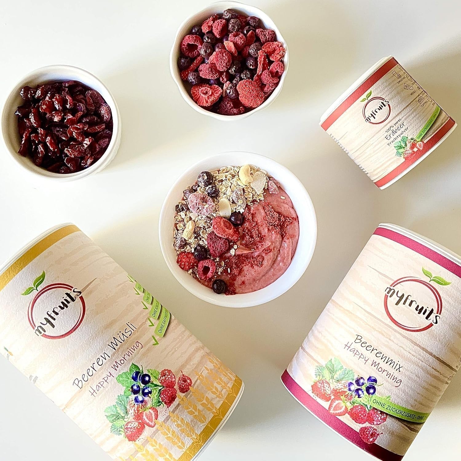 myfruits berry mix, 300g, mix de frutas y bayas liofilizadas, sin azúcares añadidos, fresas, frambuesas, grosellas rojas, mix de frutos secos Productos deshidratados Naty Shop