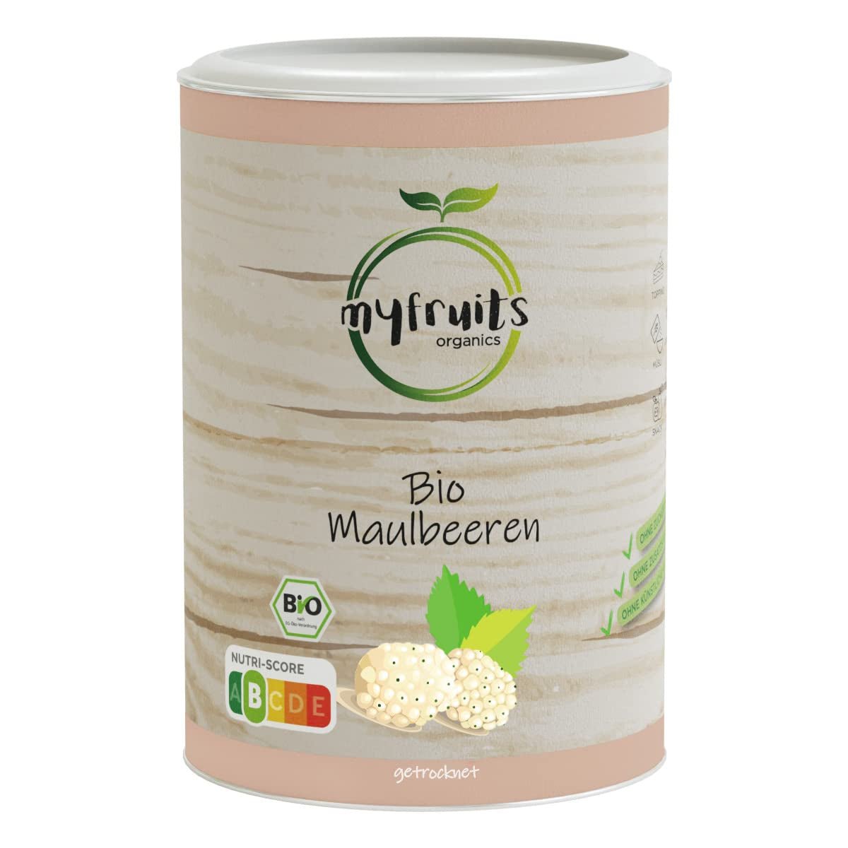 myfruits moras secas ecológicas, 750g, secadas al sol, sin aditivos. Procedente de agricultura ecológica certificada, moras blancas desecadas Productos deshidratados Naty Shop 300 G (1 pack)