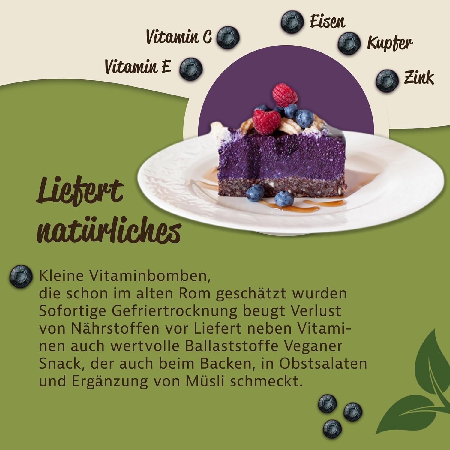 Mynatura Arándanos silvestres liofilizados ecológicos I Arándanos I Frutas I Bayas I Producto natural I Calidad ecológica I Bolsa (1x 200g) Productos deshidratados Naty Shop