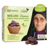 NABALI FAIRKOST PARA TODOS Dátiles Medjool Medjoul de Palestina - 100% natural vegano aromático tradicional fresco y oriental I sin conservantes 5 kg (1 paquete), Pequeño/Mediano Productos deshidratados Naty Shop 1 kg (1 paquete), Grande/Jumbo