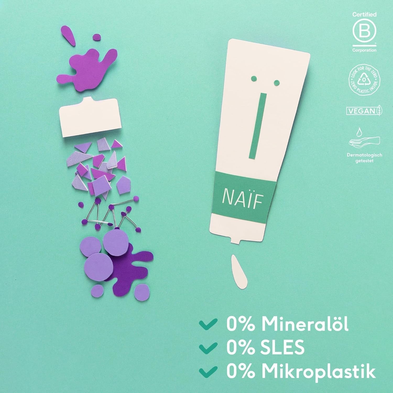 Naïf - Champú de cuidado - para bebés y niños - Champú para bebés con ingredientes naturales - 100% vegano - 0% SLES - Sin microplásticos, siliconas y parabenos - 200 ml Infantil - Baño y Cuidado de la piel Naty Shop