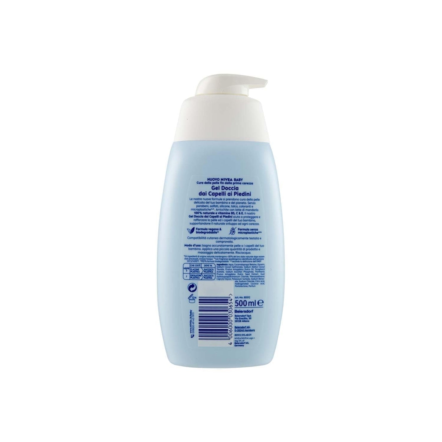 NIVEA BABY gel de ducha para pelos de piernas 500 ml, baño de burbujas infantil para piel y cabello suave y limpio, baño infantil con protección antidesgarros, champú hidratante y suave para niños Infantil - Baño y Cuidado de la piel Naty Shop