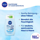 NIVEA BABY baño y champú de pies a cabeza, champú vegano suave para piel y cabello infantil con aceite de almendras, gel de ducha relajante con fórmula hipoalergénica sin parabenos ni microplásticos (200 ml) Infantil - Baño y Cuidado de la piel Naty Shop