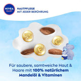NIVEA BABY baño y champú de pies a cabeza, champú vegano suave para piel y cabello infantil con aceite de almendras, gel de ducha relajante con fórmula hipoalergénica sin parabenos ni microplásticos (200 ml) Infantil - Baño y Cuidado de la piel Naty Shop