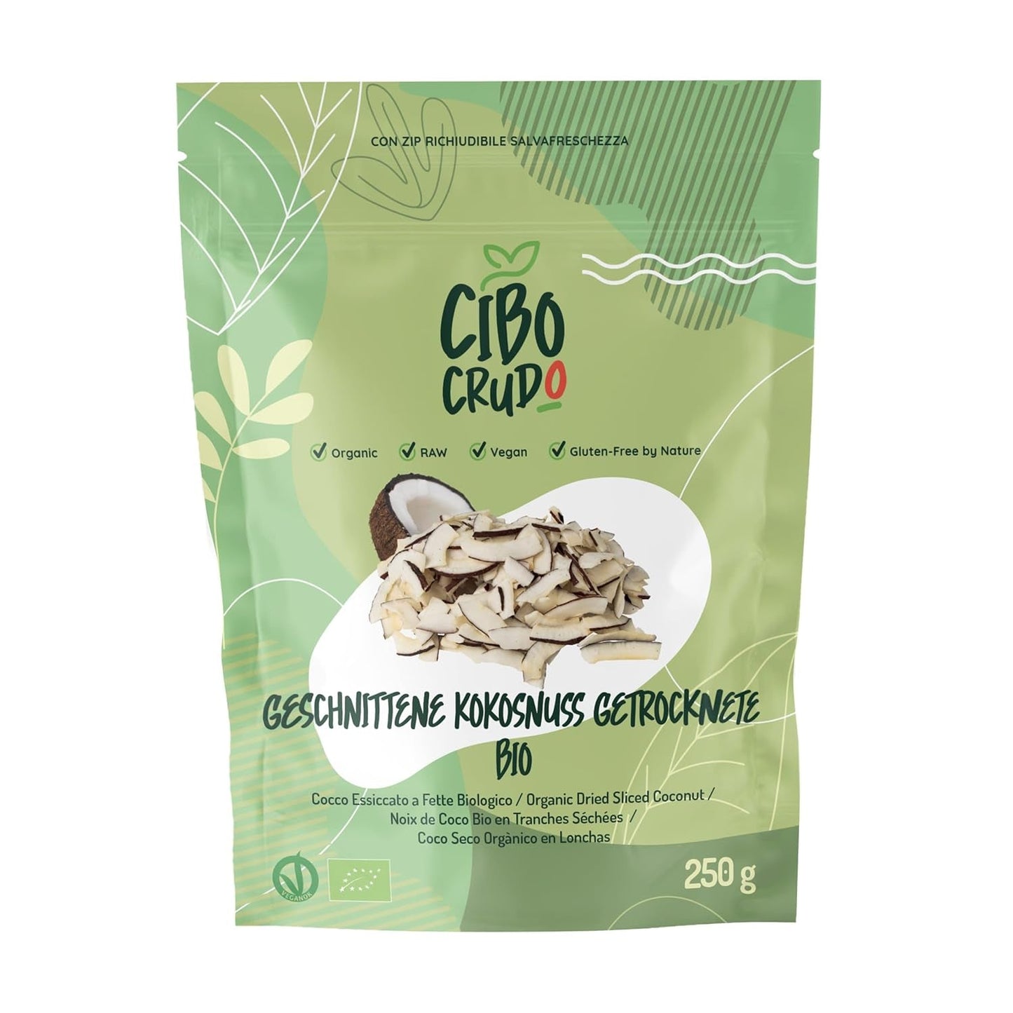 Coco orgánico rallado - 200g. Chips de coco desecados Sin azúcar y secos. Copos de coco. Chips de coco secados al sol. Excelente como snack y para recetas dulces Naty Shop Productos Deshidratados 250 G (1 Pack) Rodajas de Coco
