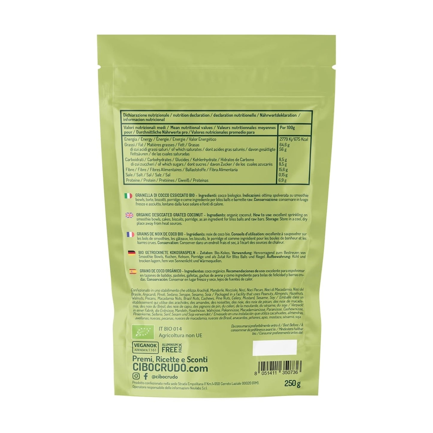 Coco orgánico rallado - 200g. Chips de coco desecados Sin azúcar y secos. Copos de coco. Chips de coco secados al sol. Excelente como snack y para recetas dulces Naty Shop Productos Deshidratados