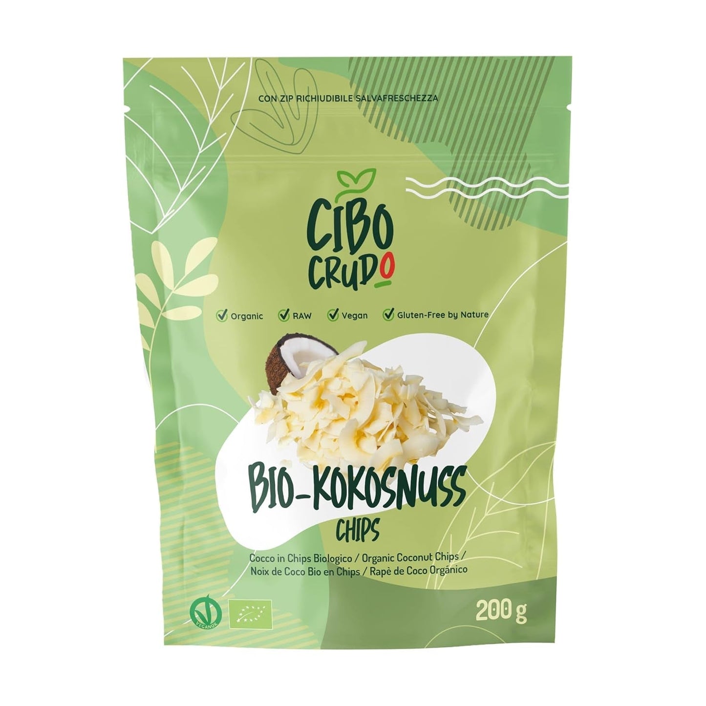 Coco orgánico rallado - 200g. Chips de coco desecados Sin azúcar y secos. Copos de coco. Chips de coco secados al sol. Excelente como snack y para recetas dulces Naty Shop Productos Deshidratados 200 G (1 pack) Chips de Coco