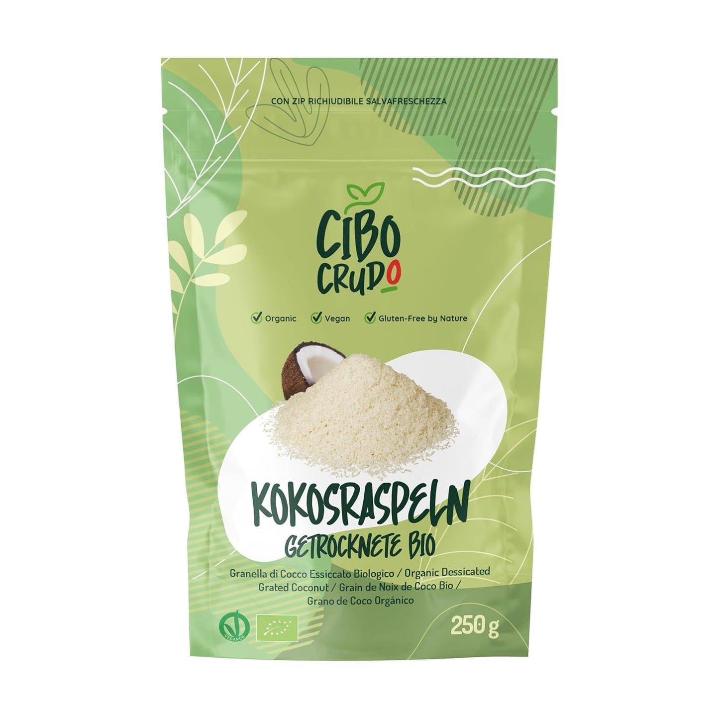 Coco orgánico rallado - 200g. Chips de coco desecados Sin azúcar y secos. Copos de coco. Chips de coco secados al sol. Excelente como snack y para recetas dulces Naty Shop Productos Deshidratados 250 G (1 Pack) Coco Rallado