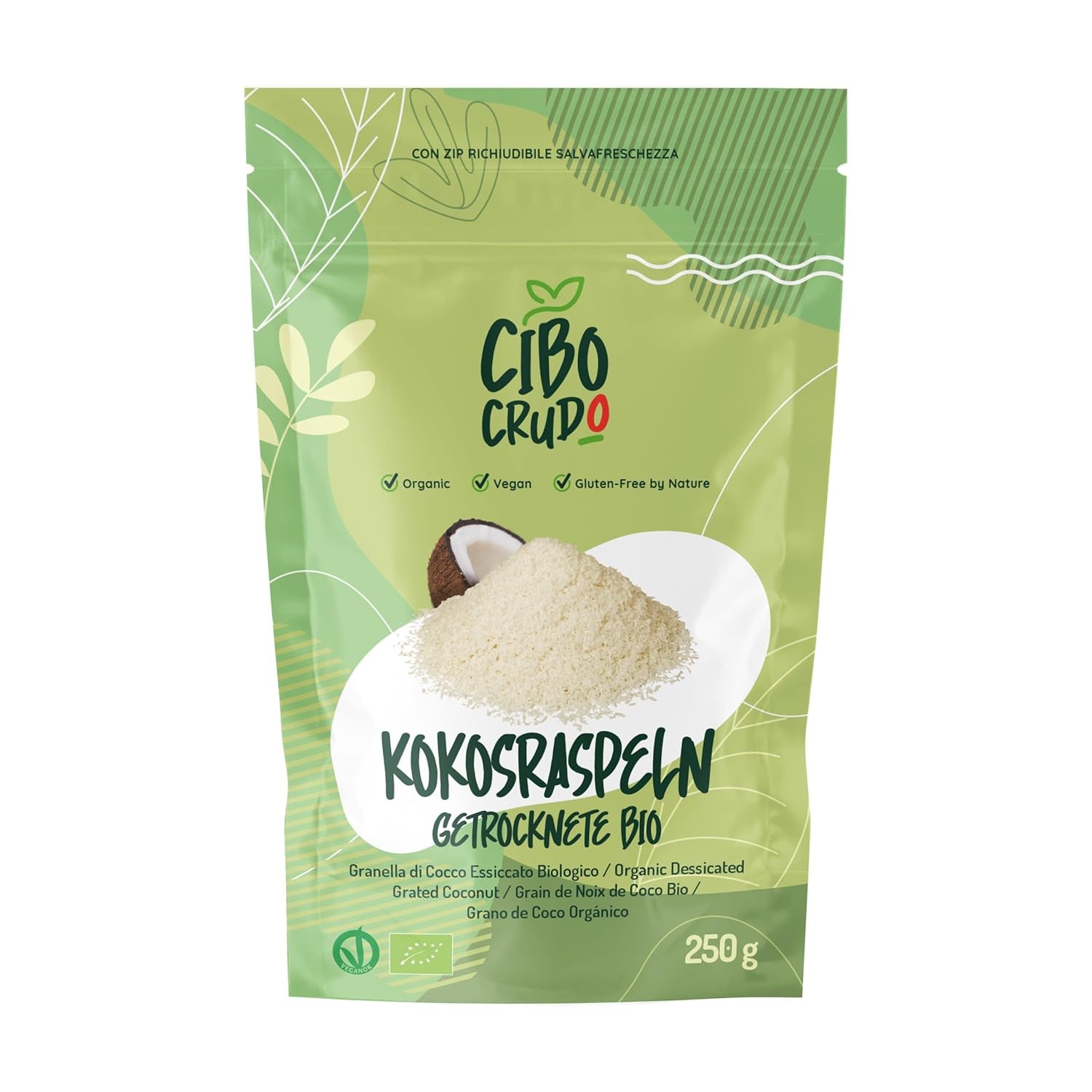 Coco orgánico rallado - 200g. Chips de coco desecados Sin azúcar y secos. Copos de coco. Chips de coco secados al sol. Excelente como snack y para recetas dulces Naty Shop Productos Deshidratados 250 G (1 Pack) Coco Rallado
