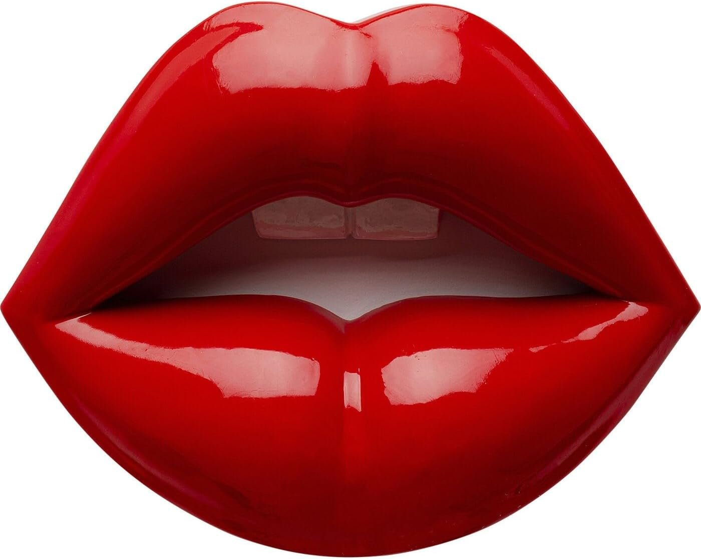Arte de pared de labios, rojo, moderno, objeto decorativo, motivo de labios, decoración de habitaciones, decoración de estanterías, accesorio, salón, pasillo, oficina, dormitorio, 30 x 23 x 8 cm (alto/ancho/prof.) Naty Shop Estatuas y esculturas Título predeterminado
