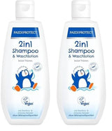 PAEDIPROTECT Champú y loción de lavado 2 en 1 para bebés y niños 200 ml, limpieza delicada y cabello sin perfume ni microplásticos, el gel de ducha hidrata la piel seca y sensible, también para adultos Niños - Baño y Cuidado Naty Shop Blanco 200 Ml (pack de 2)