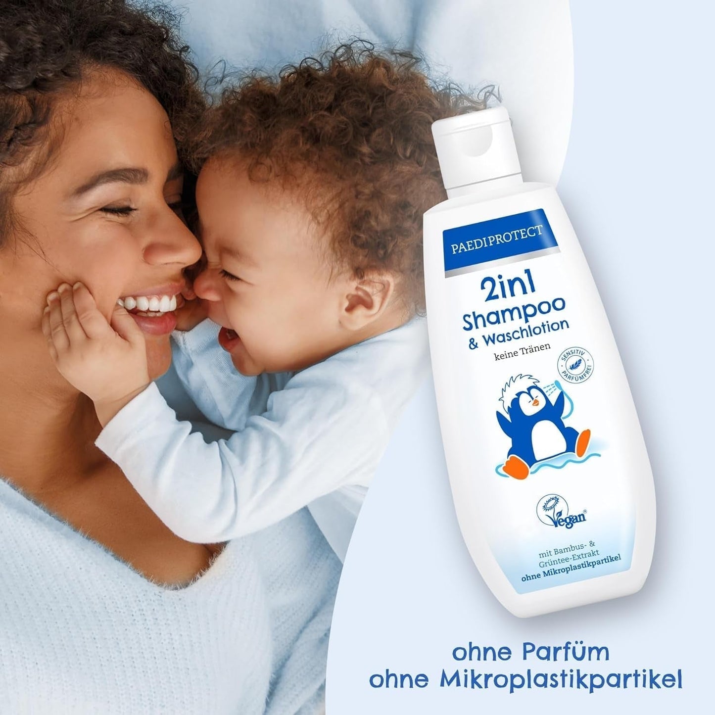 PAEDIPROTECT Champú y loción de lavado 2 en 1 para bebés y niños 200 ml, limpieza delicada y cabello sin perfume ni microplásticos, el gel de ducha hidrata la piel seca y sensible, también para adultos Niños - Baño y Cuidado de la piel Naty Shop