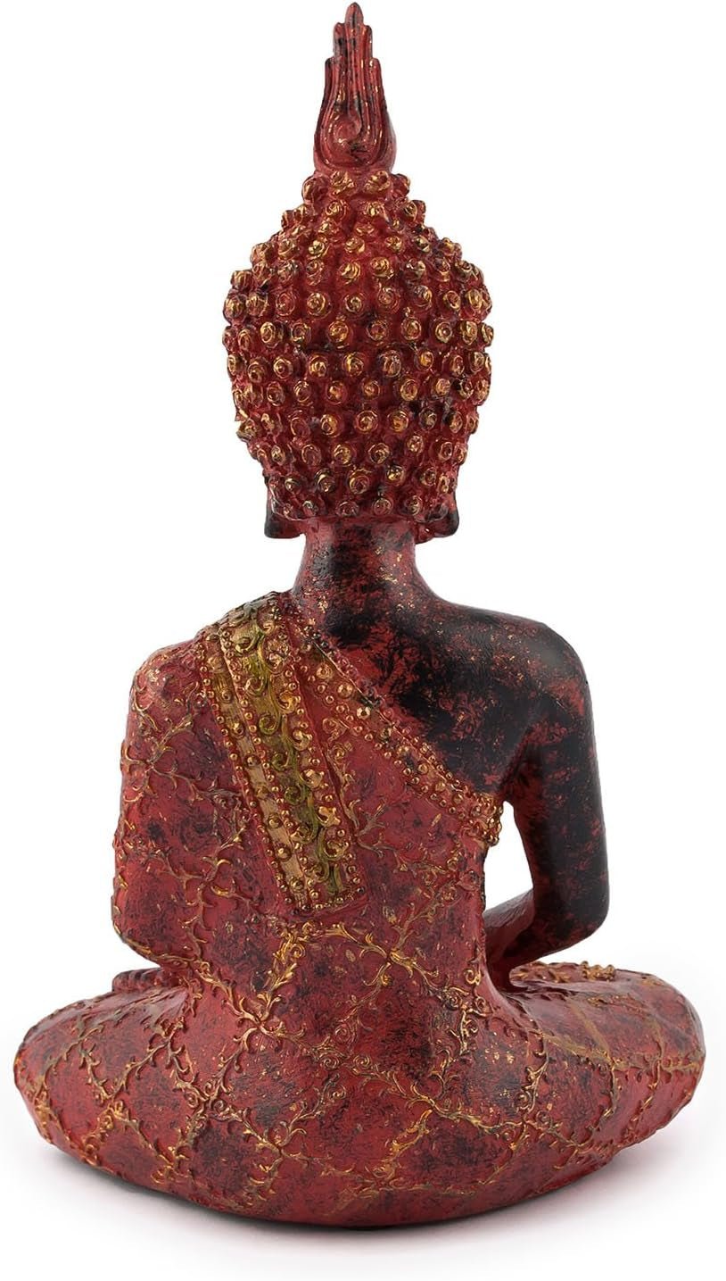 Pijama decorativo Buda, meditando, escultura con manto rojo/dorado Estatuillas y esculturas Naty Shop