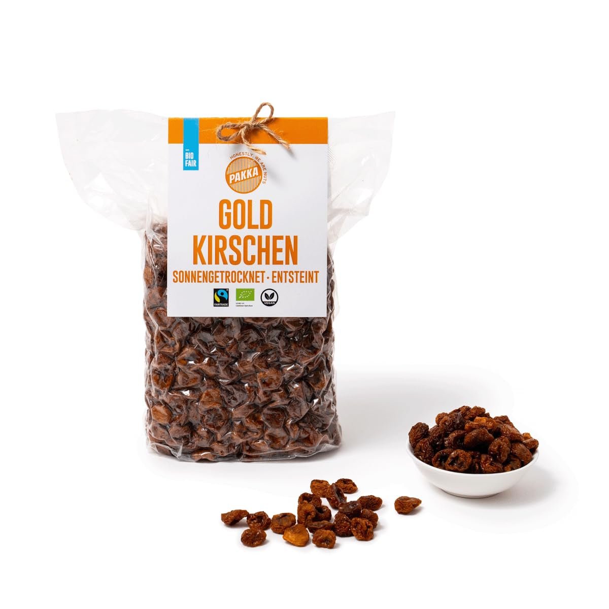 PAKKA - Cerezas Doradas Secadas al Sol de Comercio Justo Orgánicas 500 g, Cerezas Amarillas Recogidas Silvestres, Sin Semillas, Sin Endulzante, Directo de Pequeños Agricultores en Samarcanda, Uzbekistán, Vegano, 500 g (1 Paquete) Naty Shop Productos Deshidratados Variante 1: 500 G (1 Paquete)