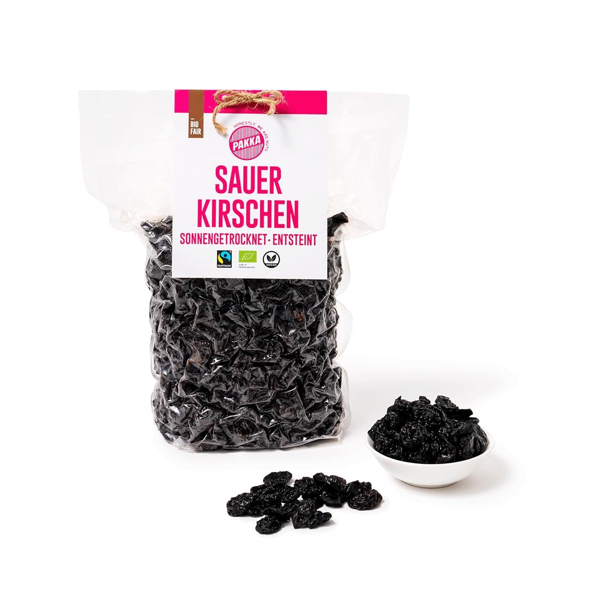 PAKKA - Cerezas de Comercio Justo Orgánicas Secadas al Sol 750 g, Cerezas Orgánicas Cosechadas Silvestres, Sin Semillas, Sin Endulzar Directamente de Pequeños Agricultores en Samarcanda, Uzbekistán, Vegano, 750 g Naty Shop Productos Deshidratados Variante 1: 750 G (1 Paquete)