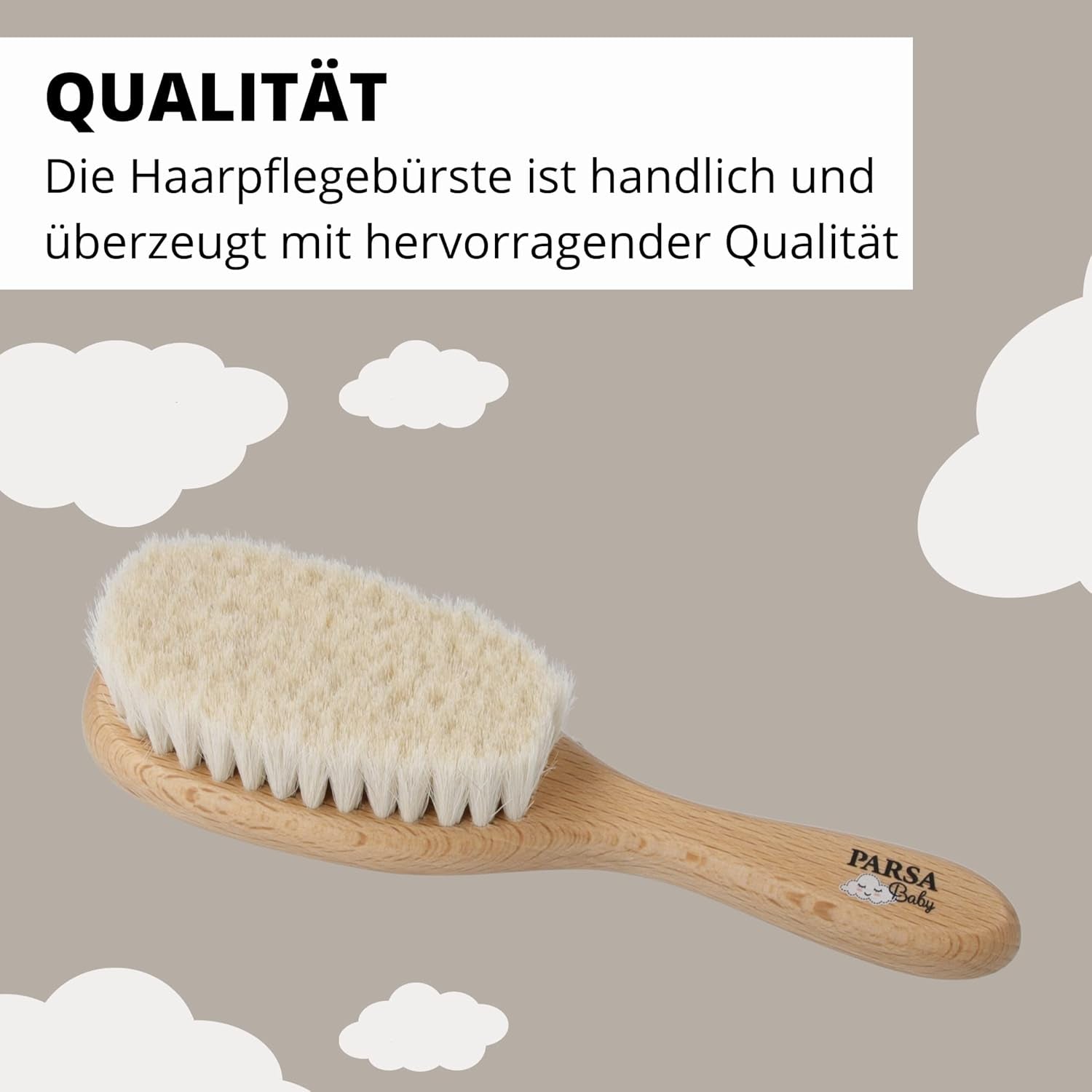 PARSA Beauty Cepillo de pelo para bebé con pelo de cabra - cepillo para bebé de madera de haya certificada FSC® - cepillo para el cuidado del pelo fino del bebé - cepillo para bebé Infantil - Baño y Cuidado de la piel Naty Shop