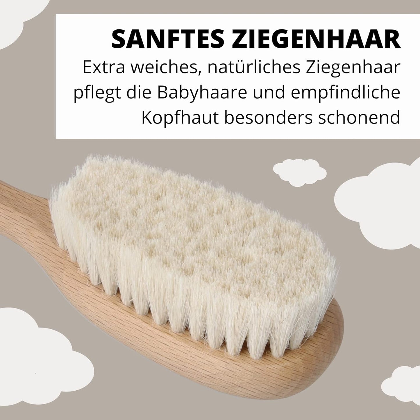 PARSA Beauty Cepillo de pelo para bebé con pelo de cabra - cepillo para bebé de madera de haya certificada FSC® - cepillo para el cuidado del pelo fino del bebé - cepillo para bebé Infantil - Baño y Cuidado de la piel Naty Shop