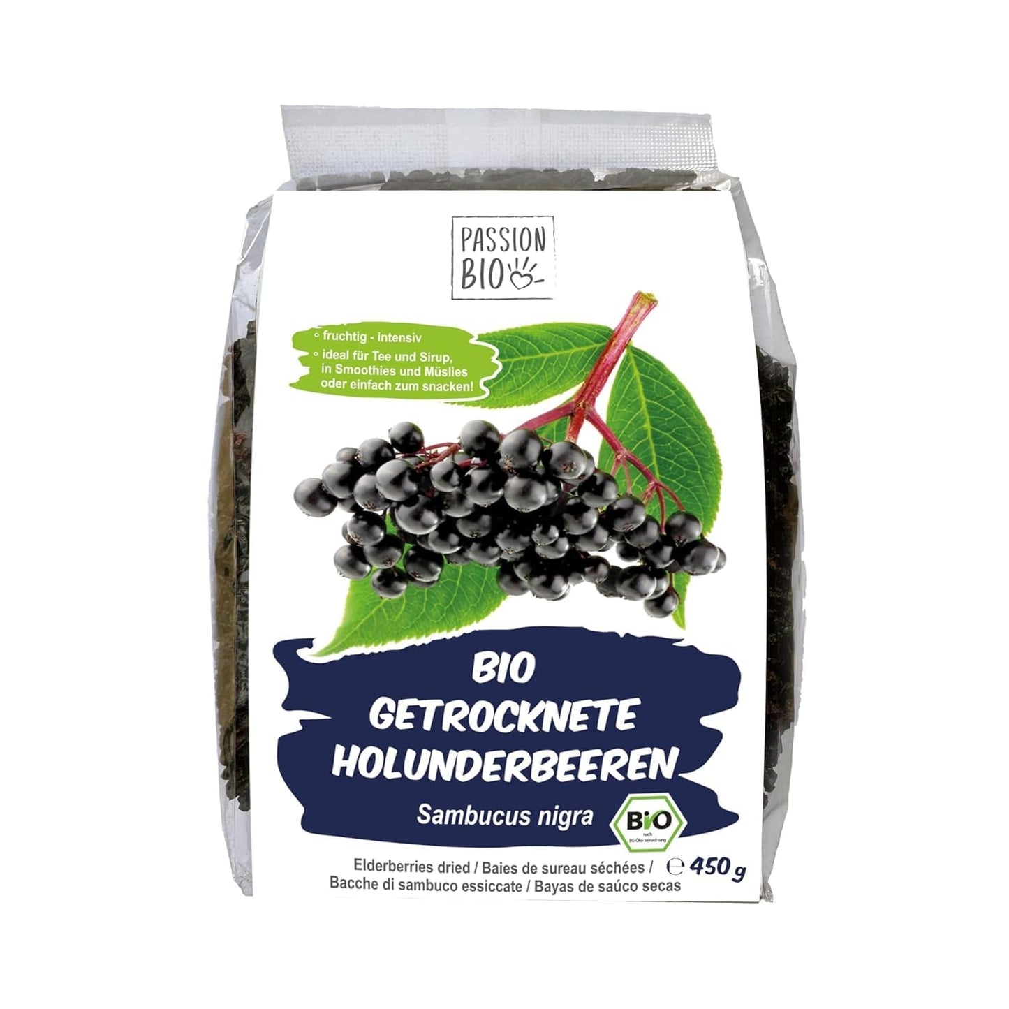 PassionBio Bayas de saúco secas orgánicas 450 g - Bayas de saúco negras para té y almíbar - Vegano, sin conservantes, sin azúcares añadidos (por ley) Productos deshidratados Naty Shop Default Title