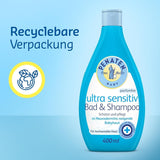 PENATEN Ultra Sensitive Bath & Shampoo (400 ml), baño y champú especialmente suave para la piel muy sensible de los bebés con tendencia a la neurodermatitis, gel de ducha y champú para el cabello sin perfume ni colorantes Infantil - Baño y cuidado Naty Shop