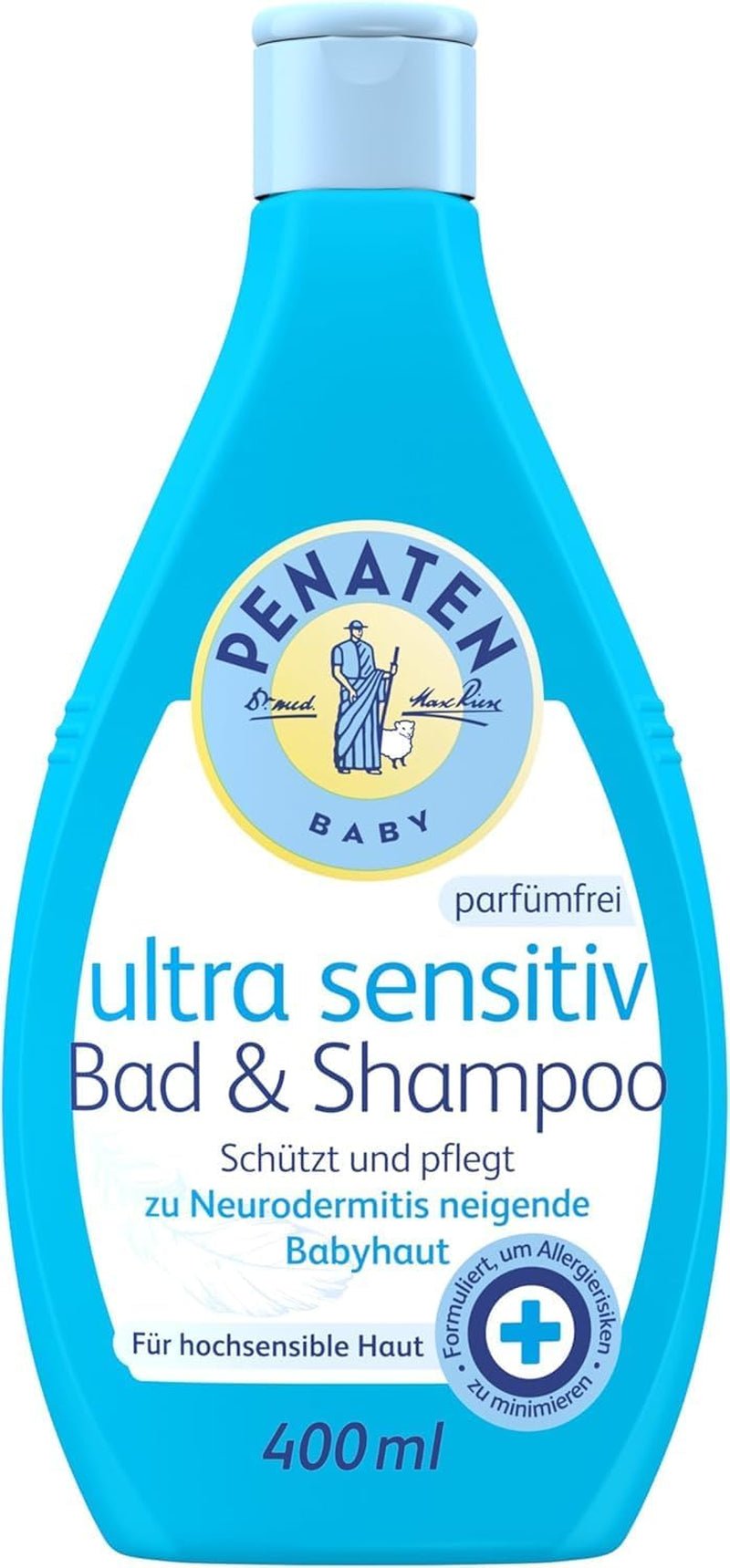 PENATEN Ultra Sensitive Bath & Shampoo (400 ml), baño y champú para bebés especialmente suave para la piel muy sensible de los bebés con tendencia a la neurodermatitis, gel de ducha y champú para el cabello sin perfume ni colorantes Infantil - Baño y Cuidado Naty Shop 400 Ml (1 pack) Gel limpiador
