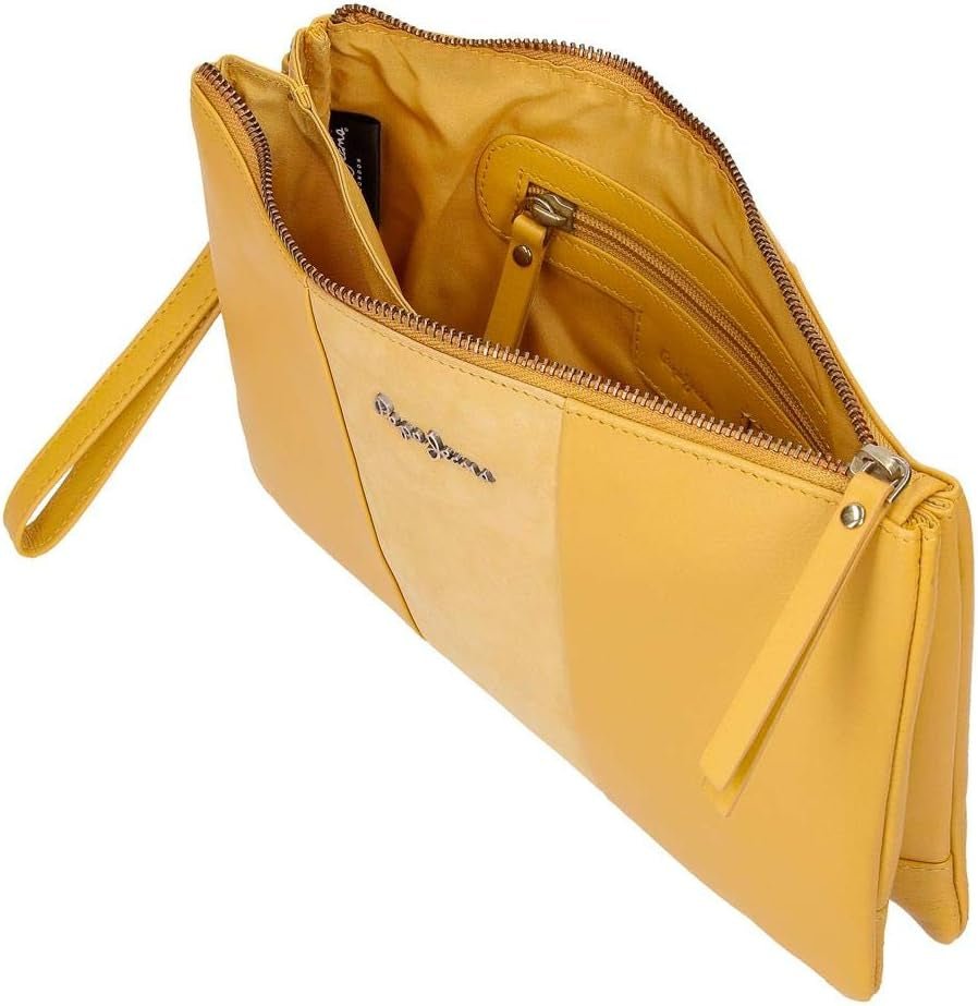 Pepe Jeans Cartera Doble Bolso Amarillo Bolso 27x17x2 cms Piel Mujer Naty Shop