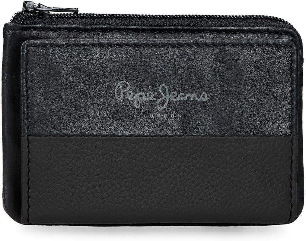 Pepe Jeans Joumma Bags Monedero Doble, Negro, 11 x 7 x 1,5 cm, Piel, Negro, Talla Única, Cartera Cartera Hombre Naty Shop Default title