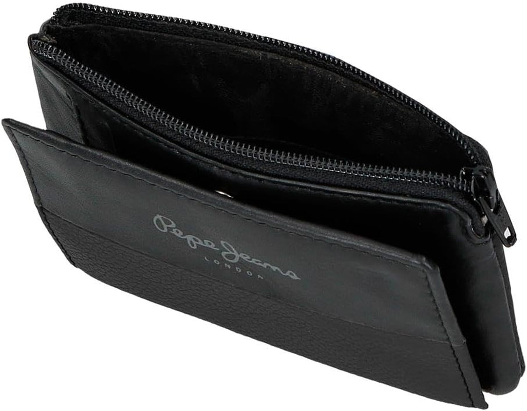 Pepe Jeans Joumma Bags Monedero Doble, Negro, 11 x 7 x 1,5 cm, Piel, Negro, Talla única, Cartera Cartera Hombre Naty Shop