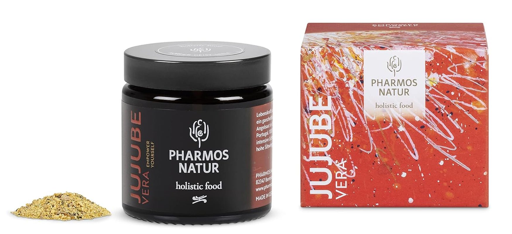Pharmos Natur Jujube fruta en polvo 50 g - vegano, sin gluten - alimento natural seco en polvo JujubeVera Productos deshidratados Naty Shop