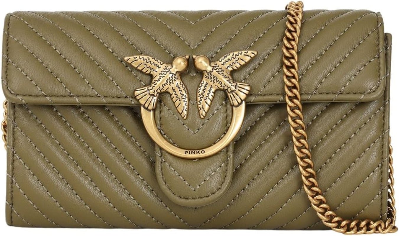 Pinko Ladies Sheep Nappa Love ONE Wallet C SCHAFNAPPA Cartera de mujer Naty Shop V62Q_Verde Abete-Oro antiguo Talla única