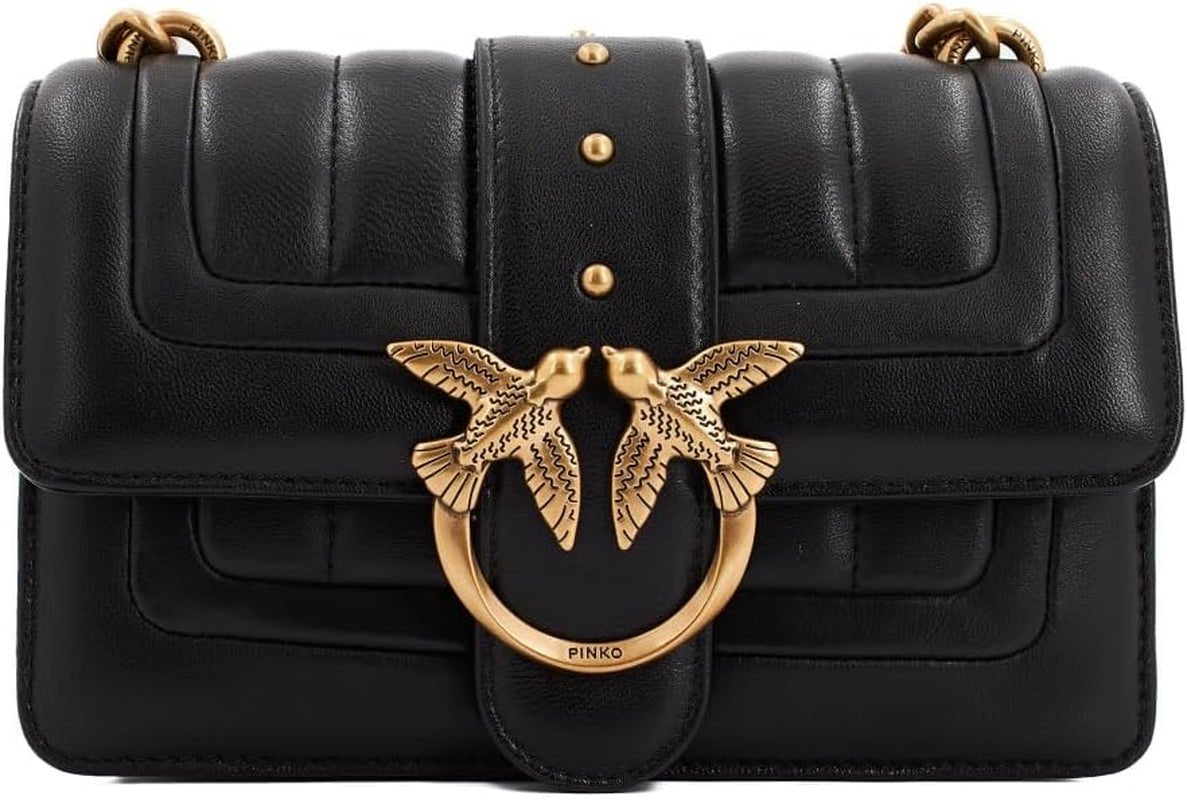 Pinko Ladies Love One Mini Cl Bolso Edredón De Napa De Oveja De Un Solo Lado Mujer Bolsos Naty Shop Z99Q_Antique Black-Gold