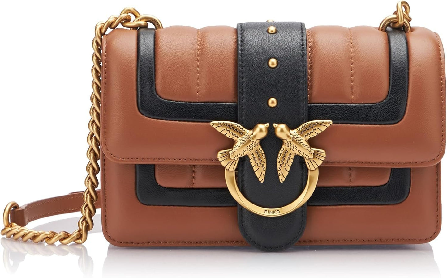 Pinko Ladies Love One Mini Cl Bolso Colcha De Napa De Oveja De Un Solo Lado Mujer Bolsos Naty Shop Lz9Q_Brown/Negru-Antic-Gold