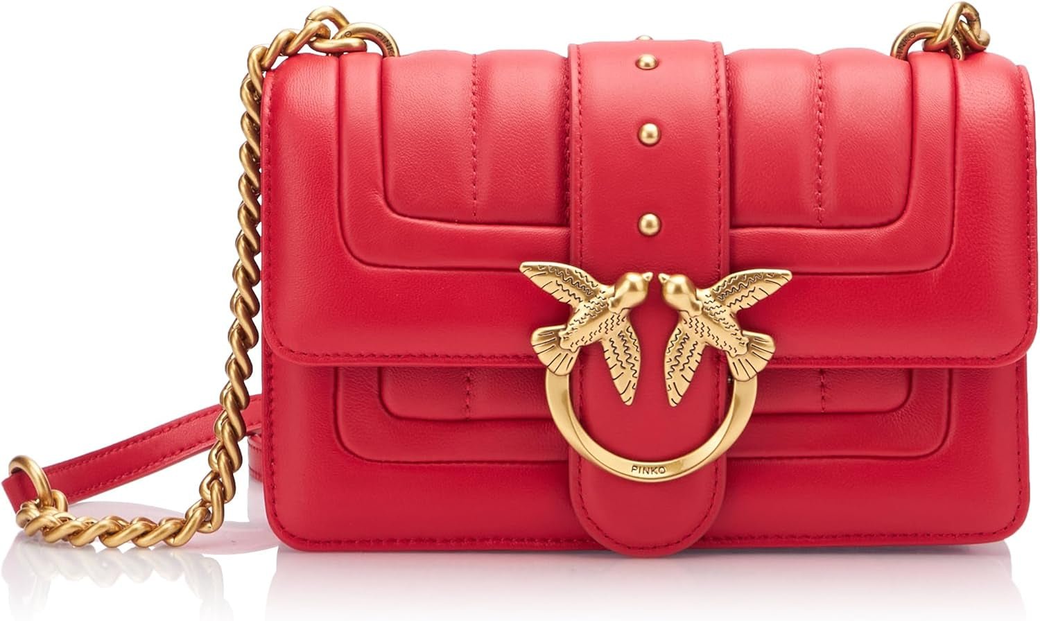Pinko Ladies Love One Mini Cl Bolso Colcha De Napa De Oveja De Un Solo Lado Mujer Bolsos Naty Shop R30Q_Rojo oro antiguo