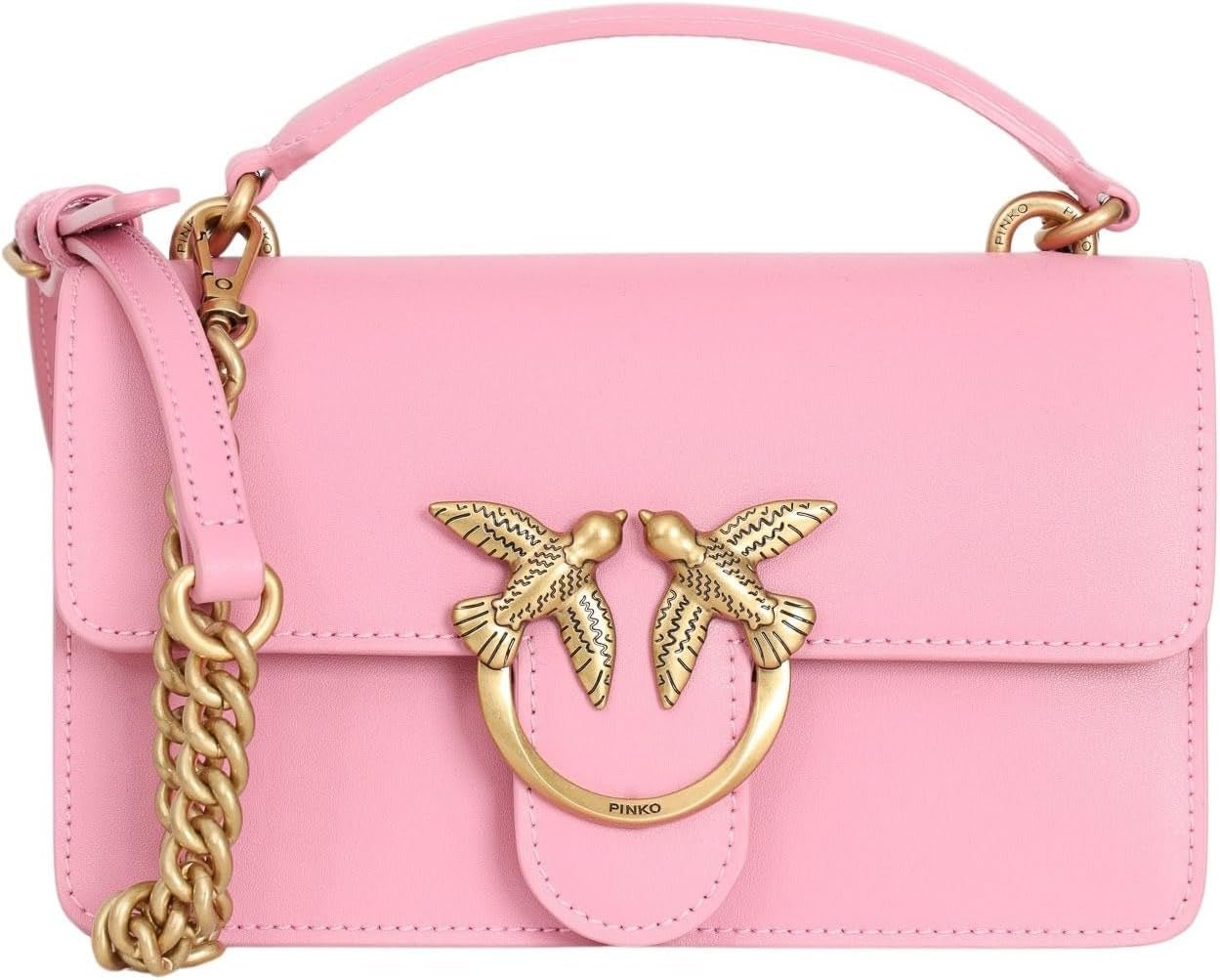 Pinko Bolso Ladies Love One Mini Ligero De Seda De Becerro Mujer Bolsos Naty Shop P31Q_Pink-Marino-Antique Gold