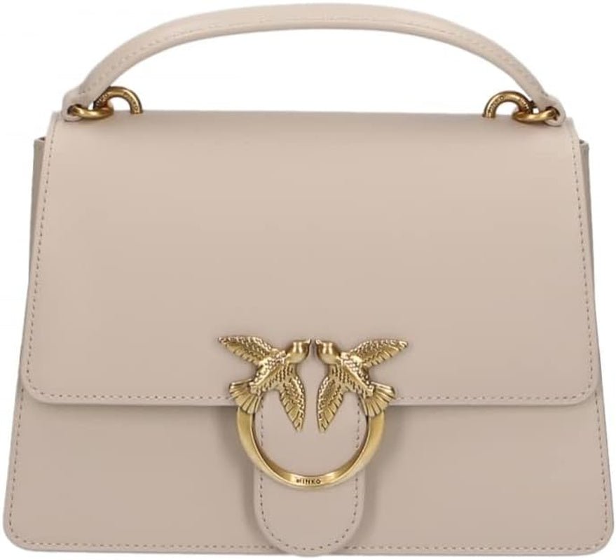 Pinko Ladies Love One Top Handle Classic Li Bag Bolsos De Mujer Naty Shop I30Q_Gris Pinguino-Oro Antiguo