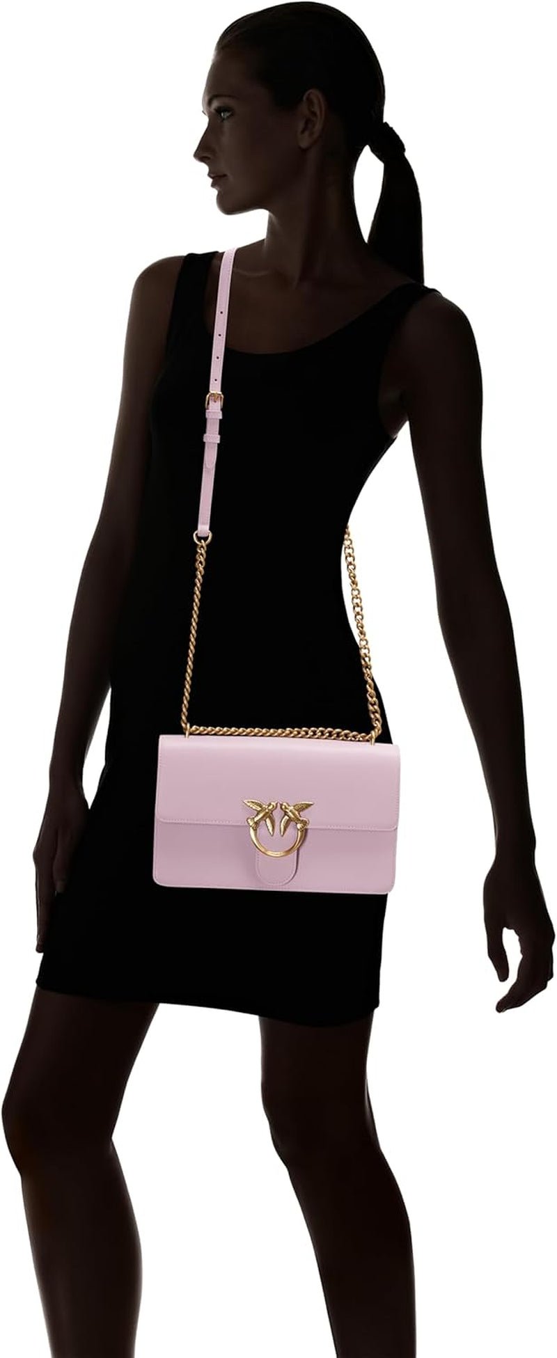Pinko Bolso Love One Classic Dc en piel de becerro, wgq_lilac-oro antiguo Bolsos Mujer Naty Shop