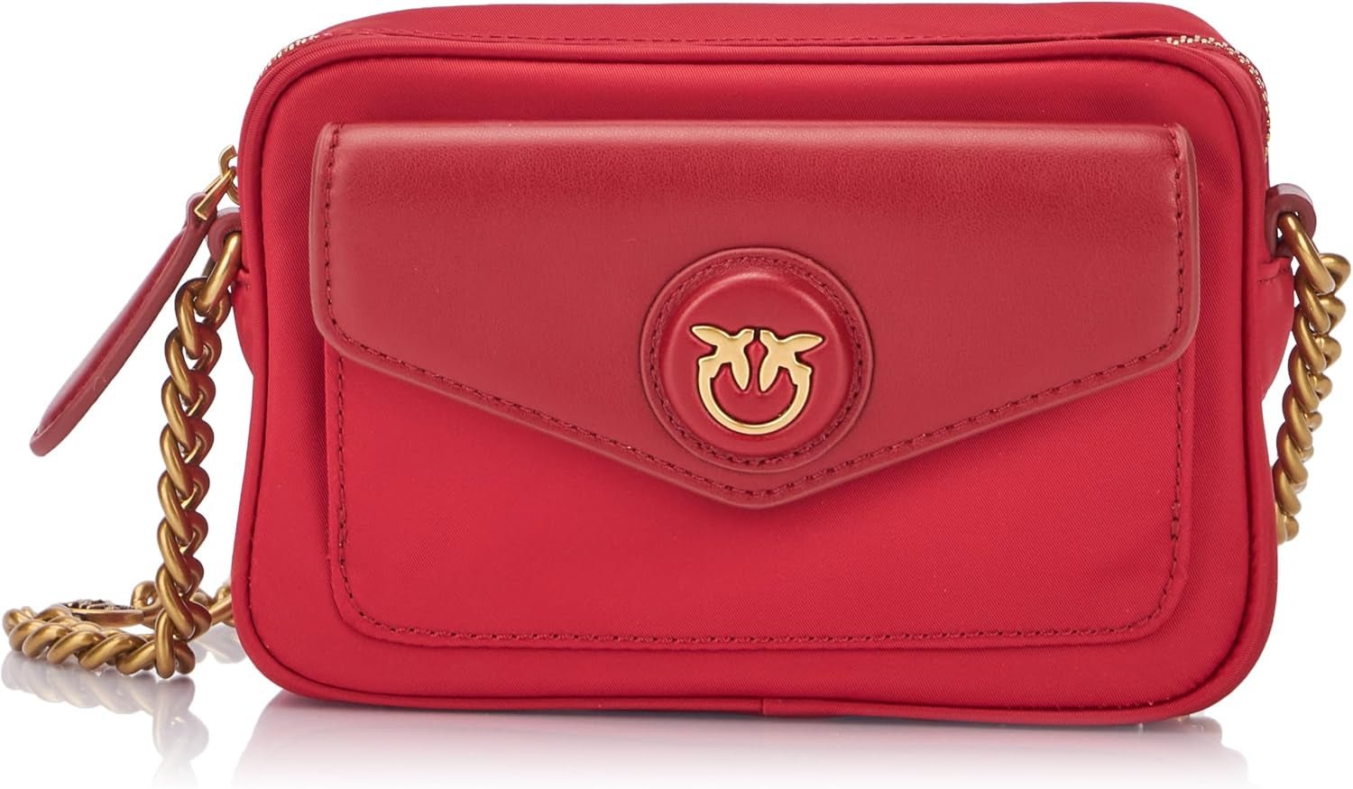 Pinko Nyllo Gate Camera CASE Bolsos Mujer NYLO Reciclados Naty Shop R40Q_Rojo Oscuro Oro Antiguo