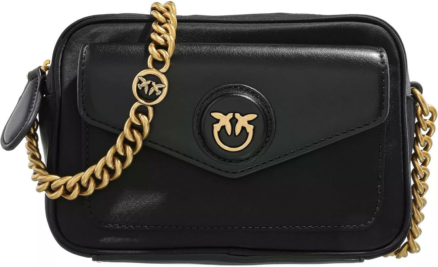 Pinko Nyllo Gate Camera CASE Bolsos Mujer NYLO Reciclado Naty Shop Z99Q_Antique Black-Gold