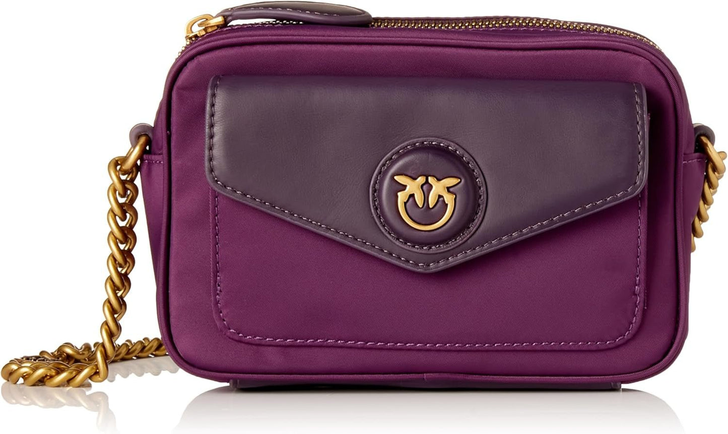 Pinko Nyllo Gate Camera CASE Bolsos Mujer NYLO Reciclados Naty Shop W84Q_Violet Uva-Antique Gold