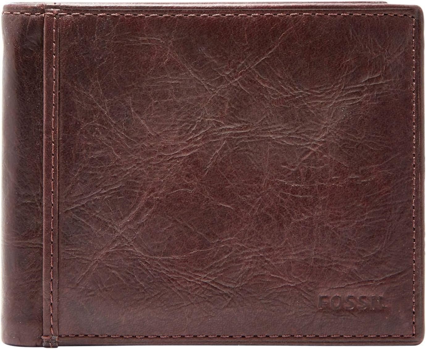 Fossil Cartera plegable de cuero Ingram para hombre 11,43 cm de largo x 1,905 cm de ancho x 8,89 cm de alto Cartera para hombre Naty Shop Marrón