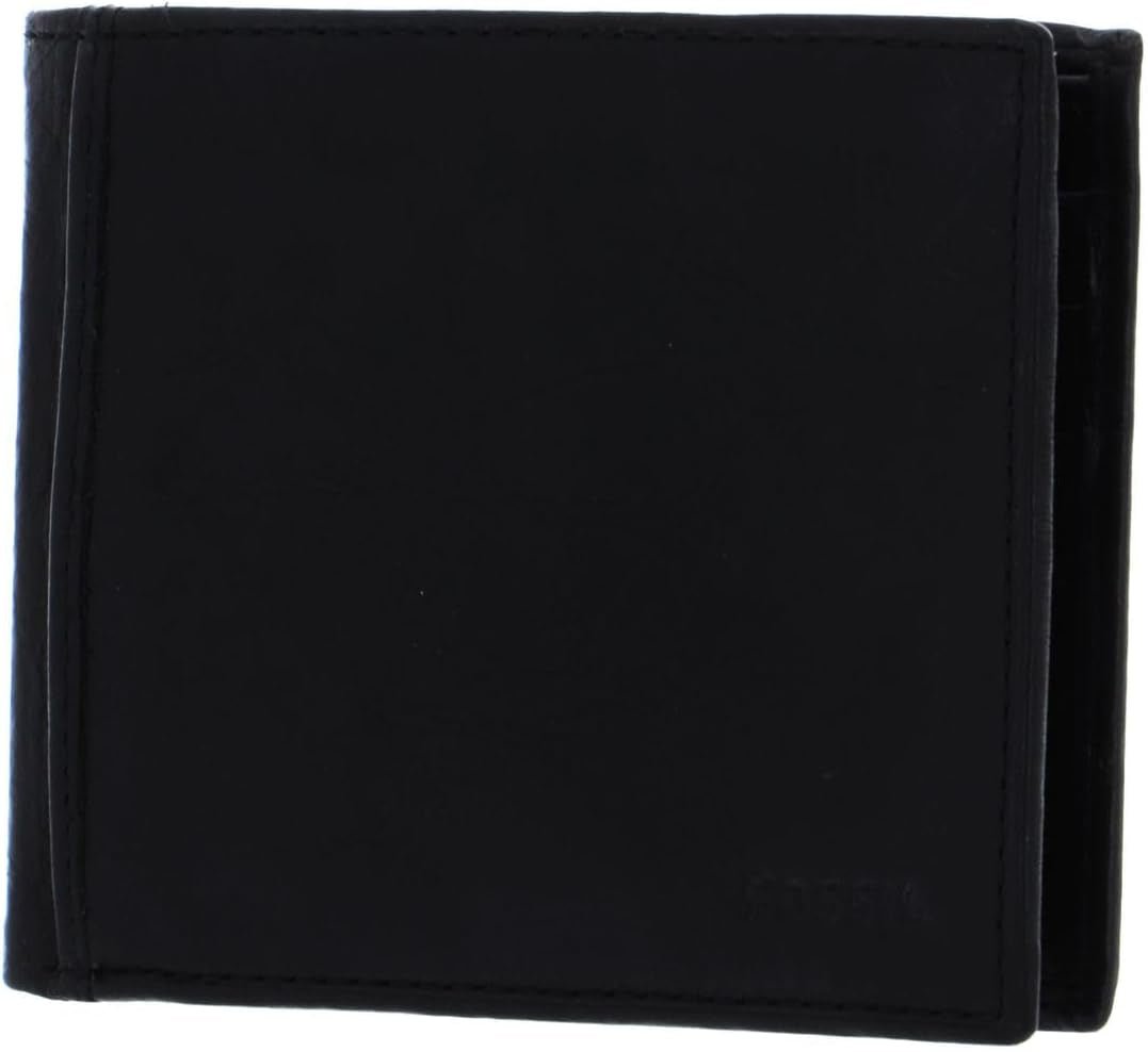Fossil Cartera plegable de cuero Ingram para hombre 11,43 cm de largo x 1,905 cm de ancho x 8,89 cm de alto Cartera para hombre Naty Shop Negro