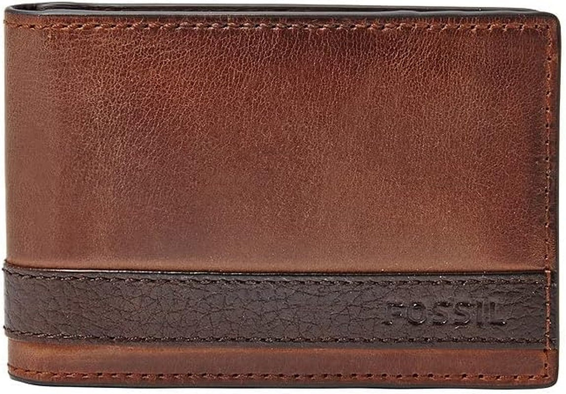 Fossil Cartera plegable de cuero Quinn para hombre, 10 cm de largo x 1,5 cm de ancho x 7 cm de alto Cartera para hombre Naty Shop