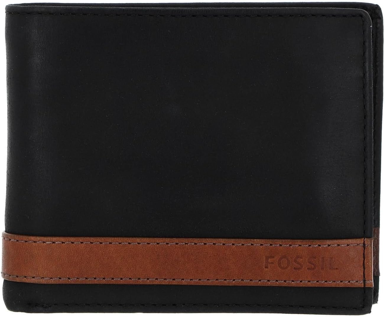 Fossil Cartera plegable de cuero Quinn para hombre 11,43 cm de largo x 2,54 cm de ancho x 9,525 cm de alto Cartera para hombre Naty Shop Negro